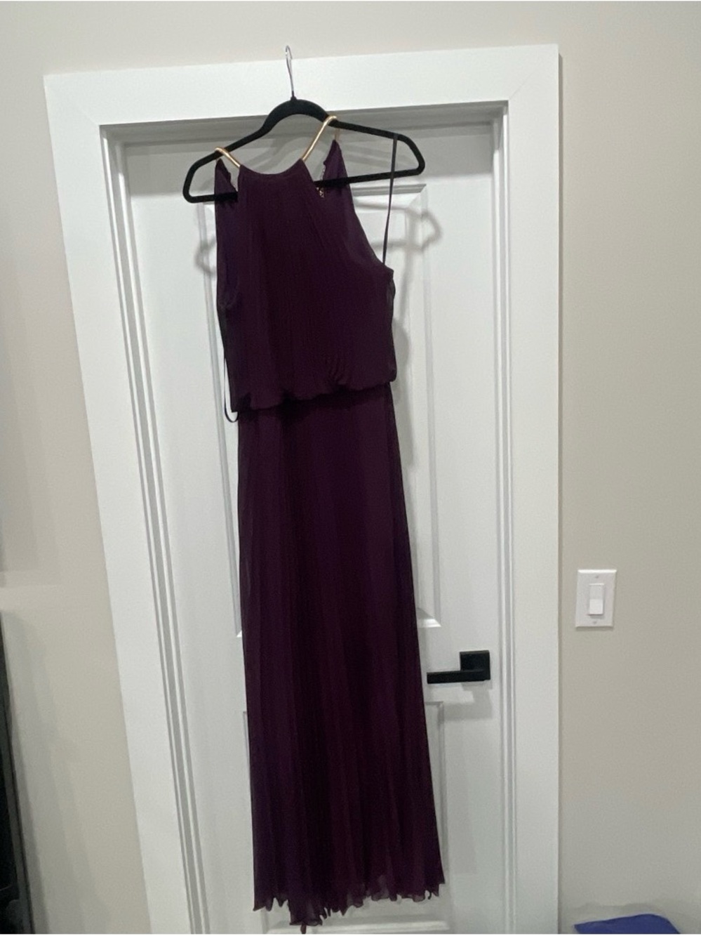 Xscape Deep Plum Halter Maxi Dress